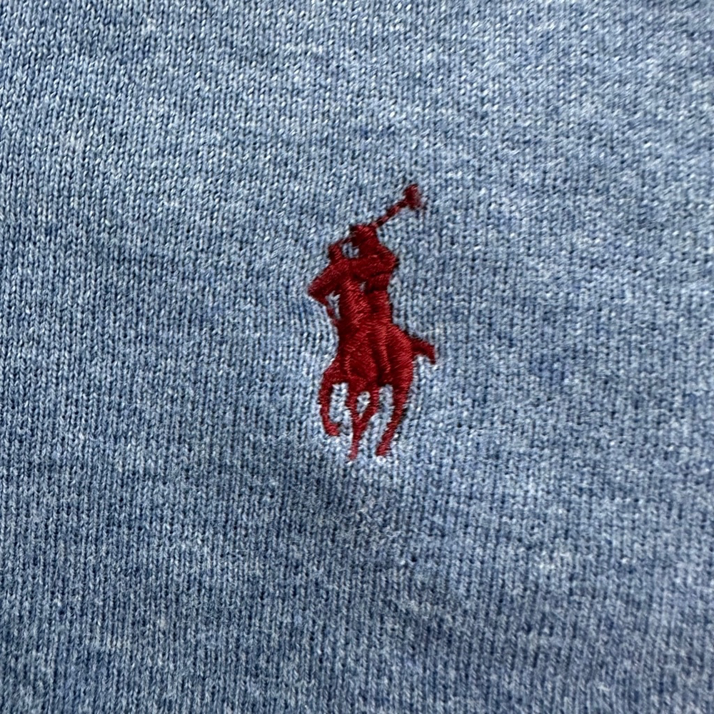 Vintage Ralph Lauren Polo Preppy Pima Cotton Knit Sweater V Neck Blue Size XXL